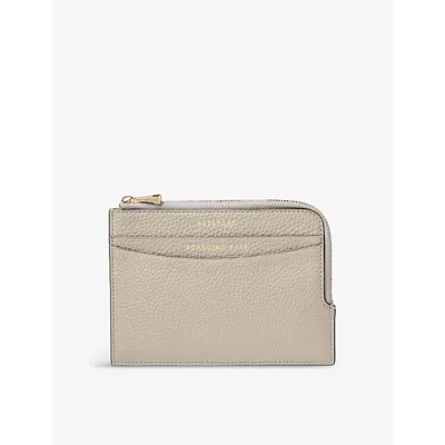 Aspinal Of London Dove Grey Logo-embossed Leather Travel Wallet In Gray