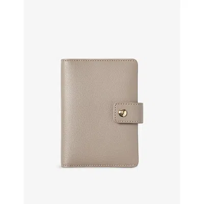 Aspinal Of London Taupe Duo Leather Passport Cover In Brown