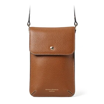 Aspinal Of London Duo Phone Crossbody Pouch In Tan Pebble In Brown