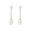 Aspinal Of London Eclipse 9ct White Gold Double Freshwater Pearl Drop Earrings