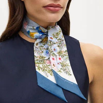 Aspinal Of London Edwardian Garden Skinny Silk Scarf In Multi