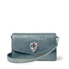 Aspinal Of London Womens Eliza Lizard-embossed Leather Clutch Bag Cassis In Blue