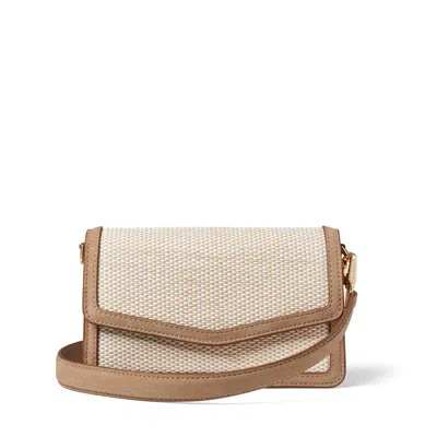 Aspinal Of London Eliza Clutch In Ivory Raffia & Tan Suede In Neutral