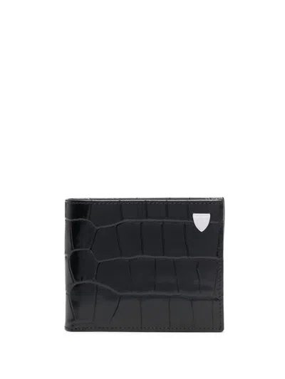 Aspinal Of London Embossed Croc Wallet In Black