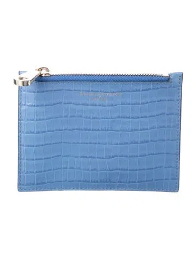 Pre-owned Aspinal Of London Embossed Leather Pouch In Blue