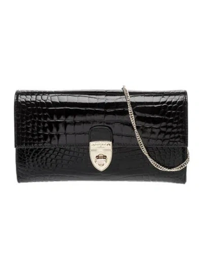 Pre-owned Aspinal Of London Embossed Leather Shoulder Bag In Black