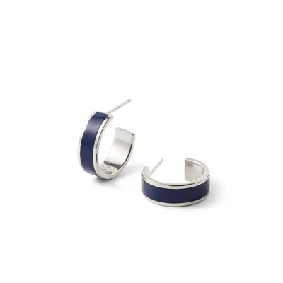 Aspinal Of London Enamel Hoop Earrings In Blue
