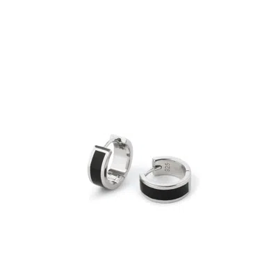 Aspinal Of London Enamel Huggie Earrings In Black