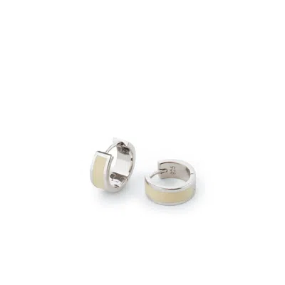 Aspinal Of London Enamel Huggie Earrings In White