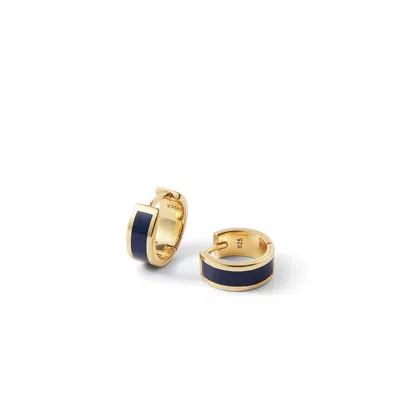 Aspinal Of London Enamel Huggie Earrings In Blue