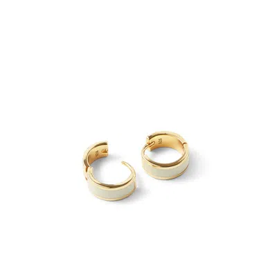Aspinal Of London Enamel Huggie Earrings In White