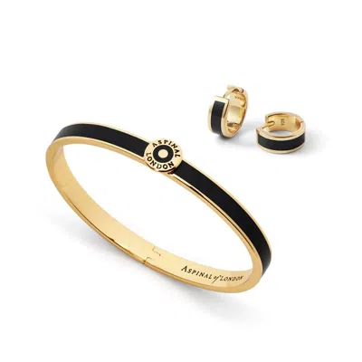 Aspinal Of London Enamel Huggie Earrings & Bangle Set