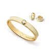 Aspinal Of London Enamel Huggie Earrings & Bangle Set In White