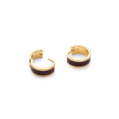 Aspinal Of London Enamel Huggie Earrings In Gold