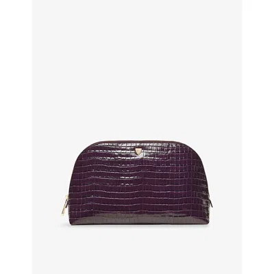 Aspinal Of London Fig Classic Large Leather Cosmetic Case In Purple