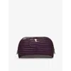 Aspinal Of London Fig Classic Small Leather Cosmetic Case In Purple