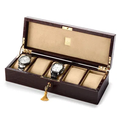 Aspinal Of London Five Piece Watch Box In Brown