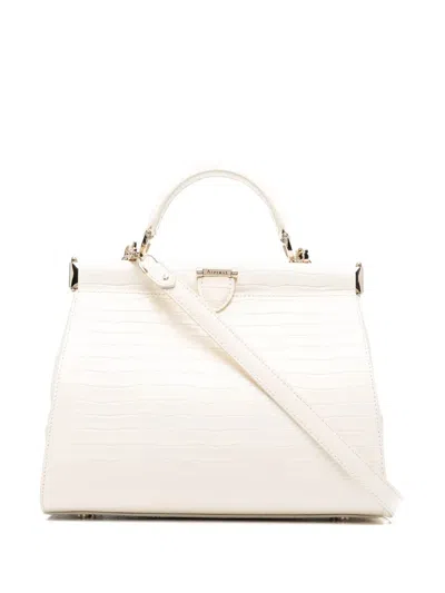 Aspinal Of London Florence Frame Crocodile Embossed Bag In Nude