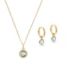 Aspinal Of London Gemstone Pendant Necklace & Huggie Earrings Set