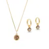 Aspinal Of London Gemstone Pendant Necklace & Huggie Earrings Set