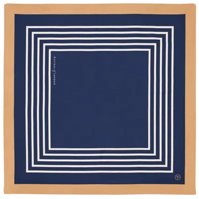 Aspinal Of London Geometric Silk Scarf In Blue