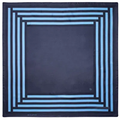 Aspinal Of London Geometric Silk Scarf In Blue