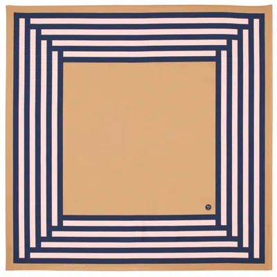 Aspinal Of London Geometric Silk Scarf In Brown