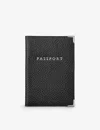 Aspinal Of London Black Logo-embossed Grained-leather Passport Cover In Black