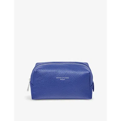 Aspinal Of London Cobaltblue London Logo-embossed Leather Cosmetic Bag