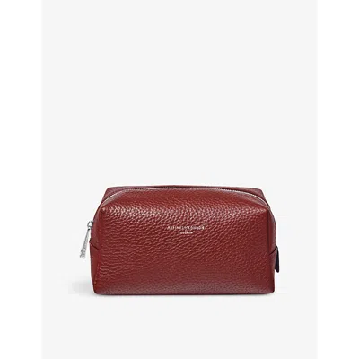 Aspinal Of London Merlot London Logo-embossed Leather Cosmetic Bag