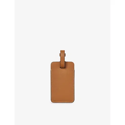 Aspinal Of London Tan Logo-print Leather Luggage Tag In Brown