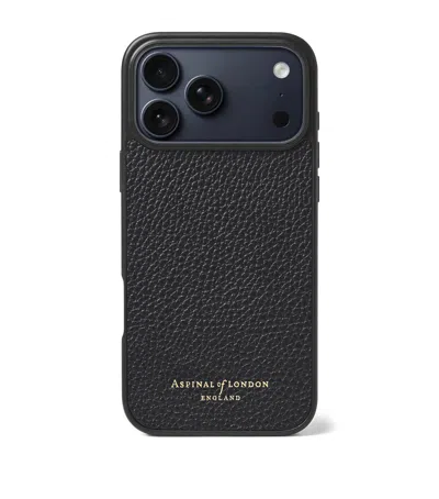 Aspinal Of London Grained Leather Iphone 17 Pro Case In Black