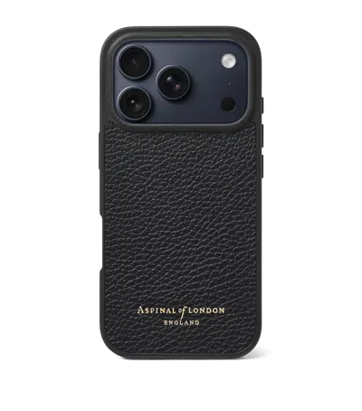 Aspinal Of London Grained Leather Iphone 17 Pro Case In Black