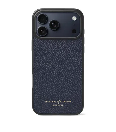 Aspinal Of London Grained Leather Iphone 17 Pro Case In Blue