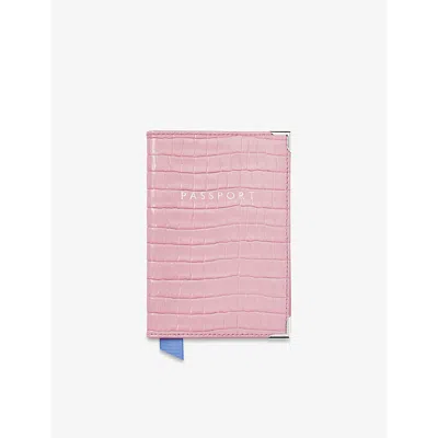 Aspinal Of London C Grained Leather Passport Cover In Lilac