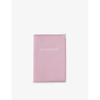 Aspinal Of London C Grained Leather Passport Cover In Lilac