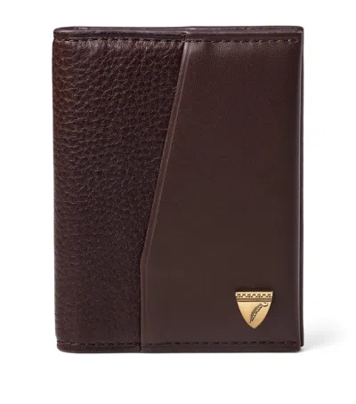 Aspinal Of London Grained Leather Shield Bifold Wallet In Brown