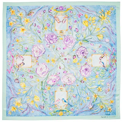 Aspinal Of London Green Rose Silk Scarf