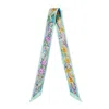 Aspinal Of London Green Rose Skinny Silk Scarf In Brown
