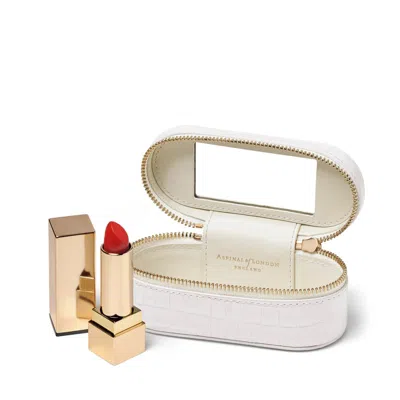 Aspinal Of London Purse Tidy All In Deep Shine Chalk White Small Croc In Neutral