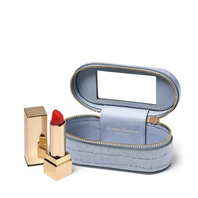 Aspinal Of London Purse Tidy All In Deep Shine Sky Blue Small Croc