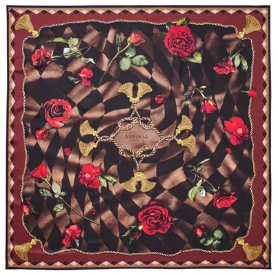 Aspinal Of London Harlequin Rose Silk Scarf In Multi