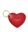 Aspinal Of London Womens Cardinalred Heart-shaped Branded Pebbled-leather Keyring In Red