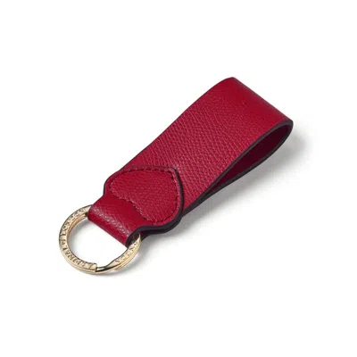 Aspinal Of London Heart Leather Loop Keyring In Red