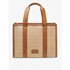 ASPINAL OF LONDON ASPINAL OF LONDON WOMEN'S NEUTRAL HENLEY SMALL CHEVRON-WOVEN LEATHER TOTE BAG