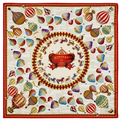Aspinal Of London Hot Air Balloon Silk Scarf In Red
