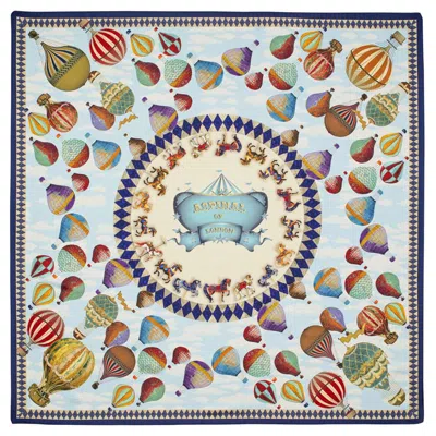 Aspinal Of London Hot Air Balloon Silk Scarf In Blue