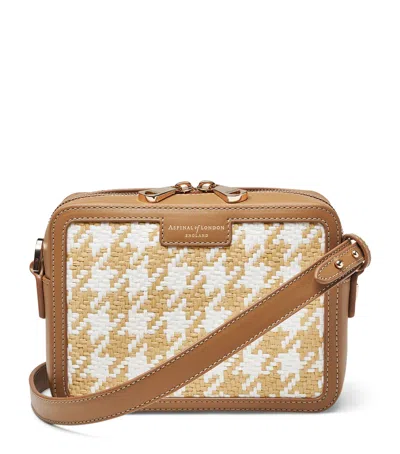 Aspinal Of London Houndstooth Raffia Leather Camera Bag