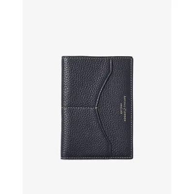 Aspinal Of London Hudson Leather Passport Holder Navy