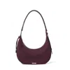 Aspinal Of London Womens Hudson Crescent Small Suede Shoulder Bag Claret In Red